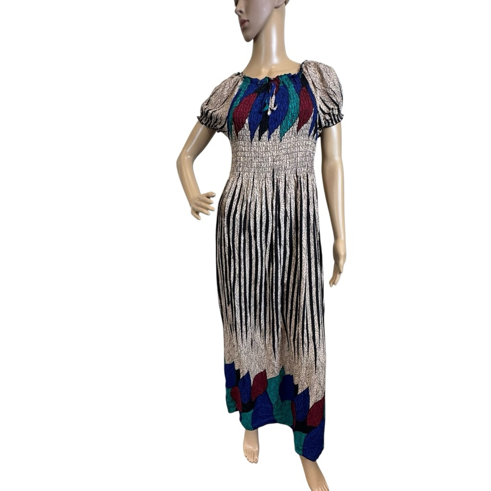Women's Unbranded Maxi Dress Size L Beige Multi-color